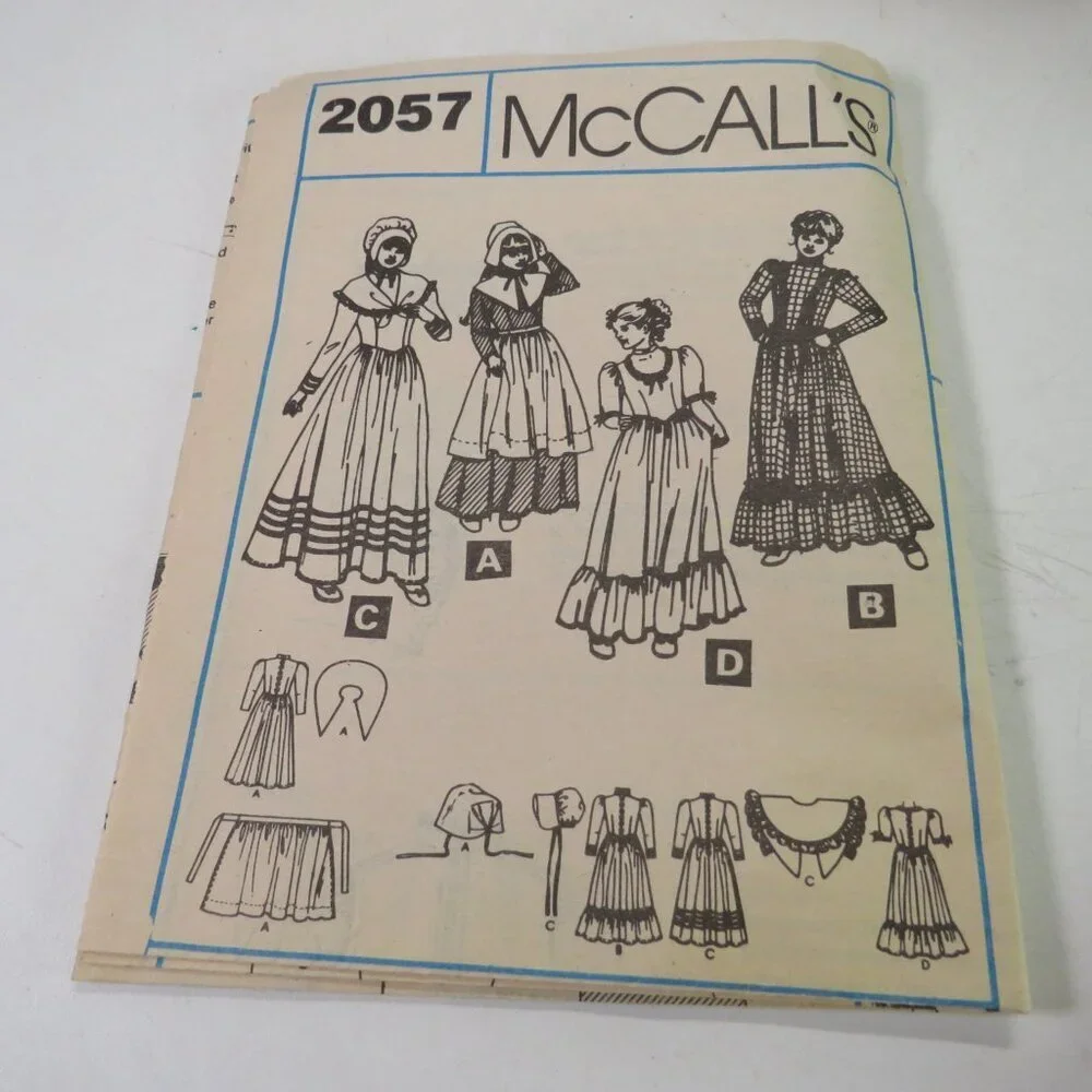 McCalls 2057 sewing pattern Hats & Dress, Prairie Dress, Pilgrim size 8